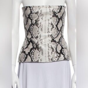 Retrofete Leather Snakeskin Print Sleeveless Corset Top